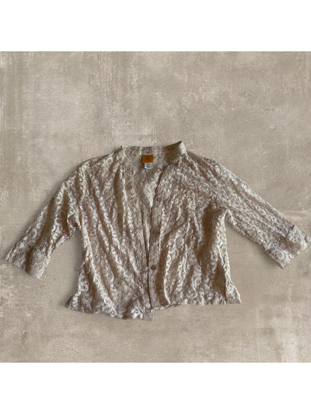 Ruby Rd. Women's Cream and Pink Cardigan